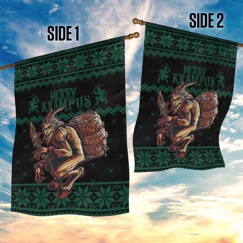 Merry Krampus Creepy Christmas Holiday Garden Flag Green Version - Wonder Print Shop