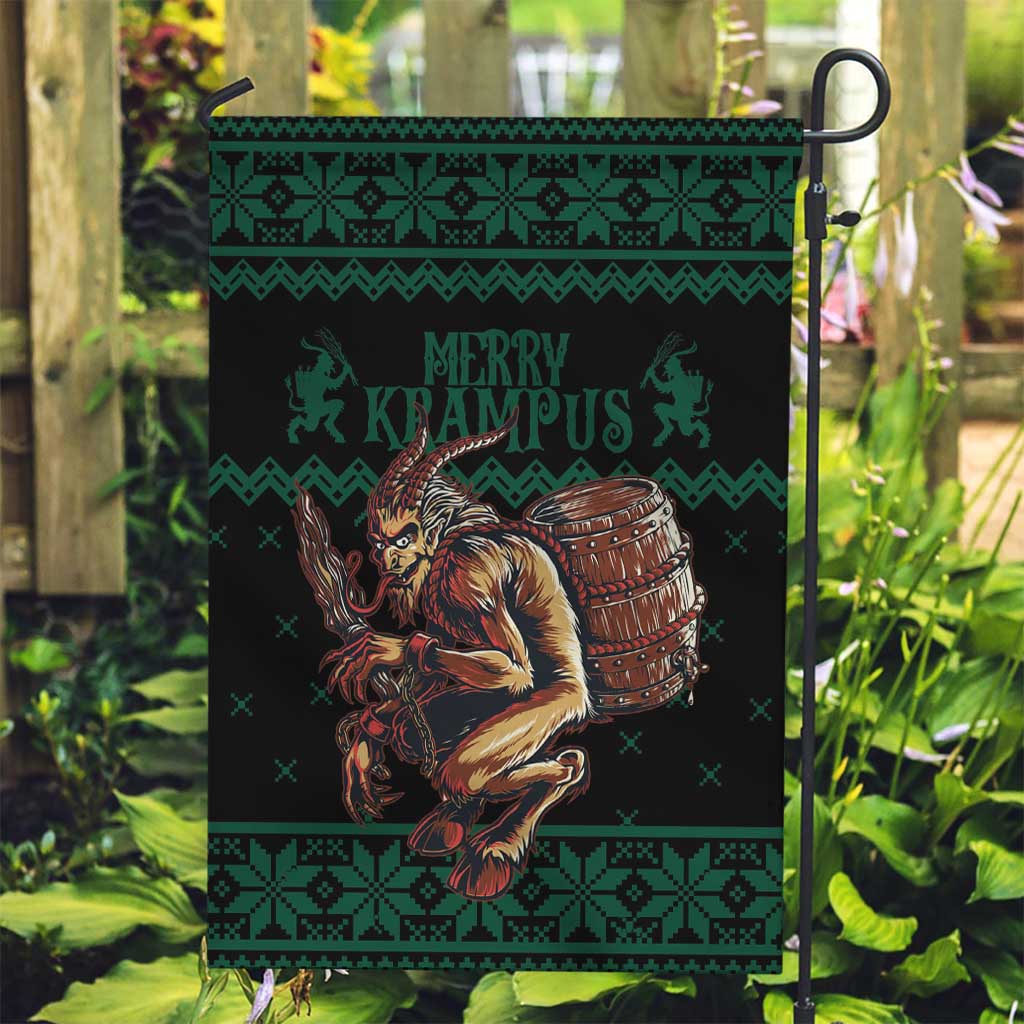 Merry Krampus Creepy Christmas Holiday Garden Flag Green Version - Wonder Print Shop