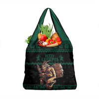 Merry Krampus Creepy Christmas Holiday Grocery Bag Green Version