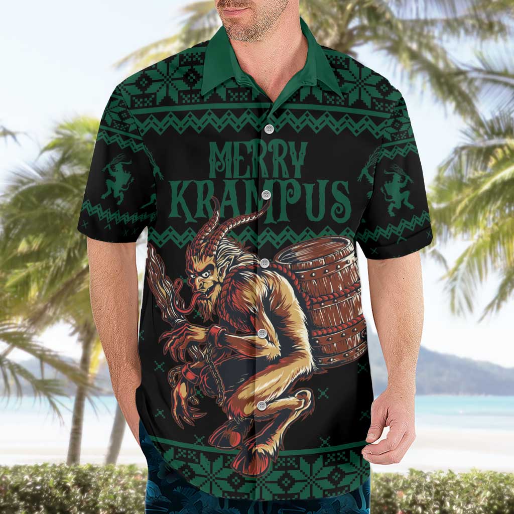 Merry Krampus Creepy Christmas Holiday Hawaiian Shirt Green Version - Wonder Print Shop