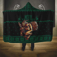 Merry Krampus Creepy Christmas Holiday Hooded Blanket Green Version