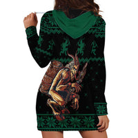 Merry Krampus Creepy Christmas Holiday Hoodie Dress Green Version - Wonder Print Shop