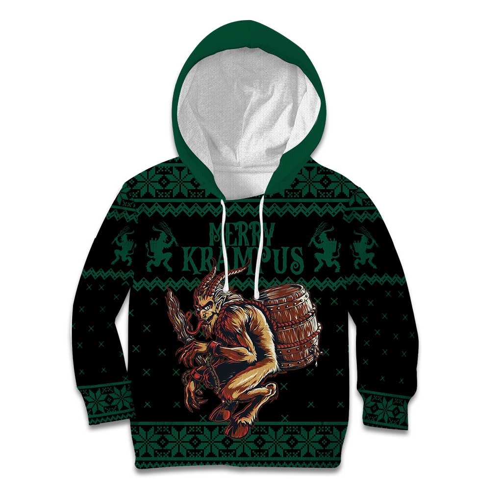 Merry Krampus Creepy Christmas Holiday Kid Hoodie Green Version - Wonder Print Shop