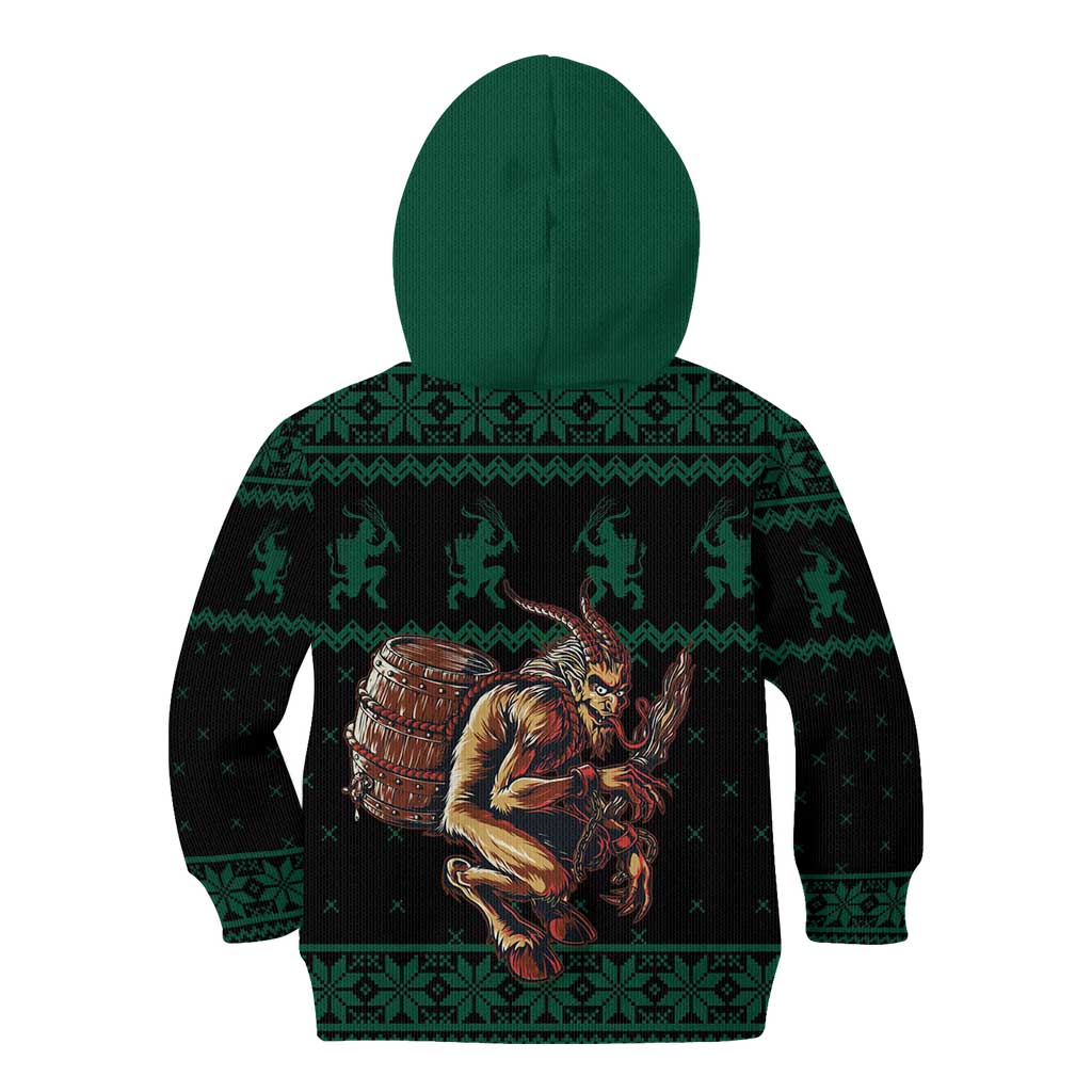 Merry Krampus Creepy Christmas Holiday Kid Hoodie Green Version - Wonder Print Shop