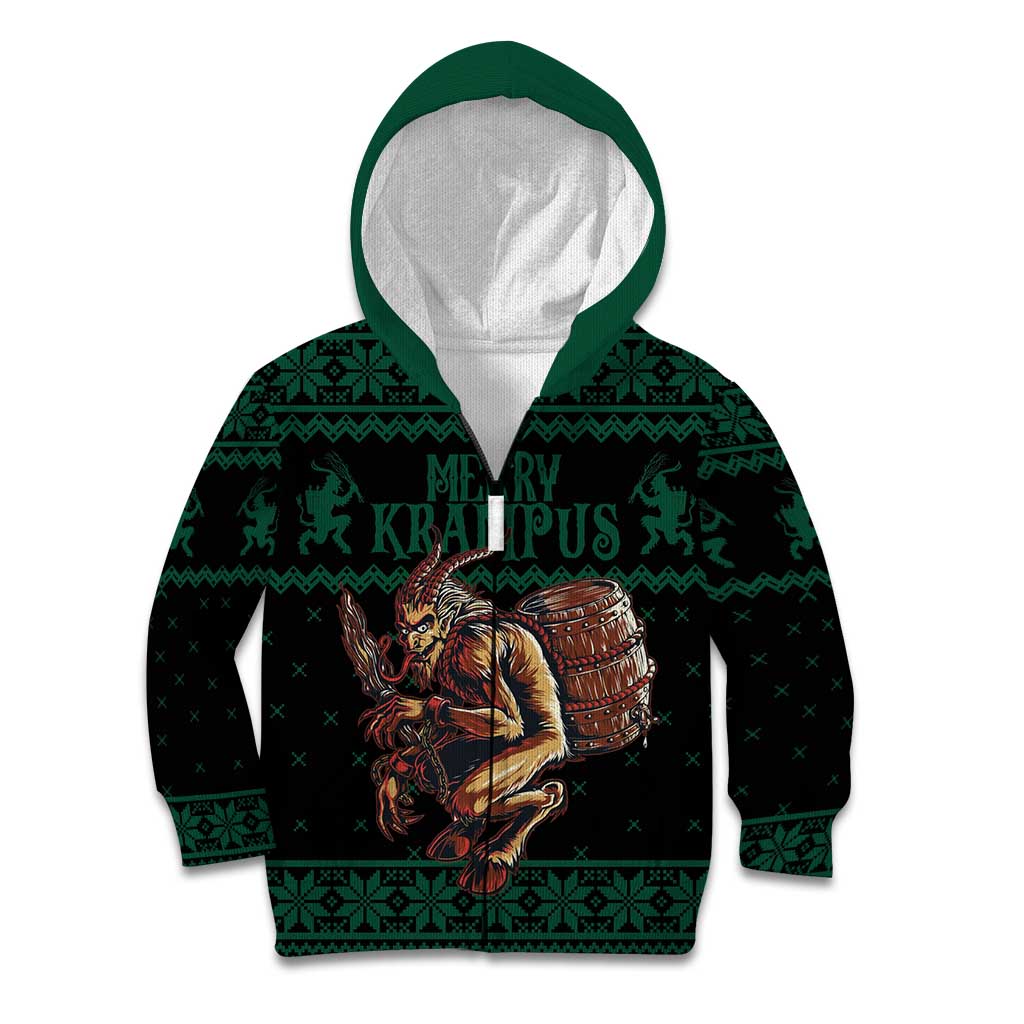 Merry Krampus Creepy Christmas Holiday Kid Hoodie Green Version - Wonder Print Shop