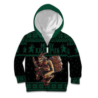 Merry Krampus Creepy Christmas Holiday Kid Hoodie Green Version - Wonder Print Shop