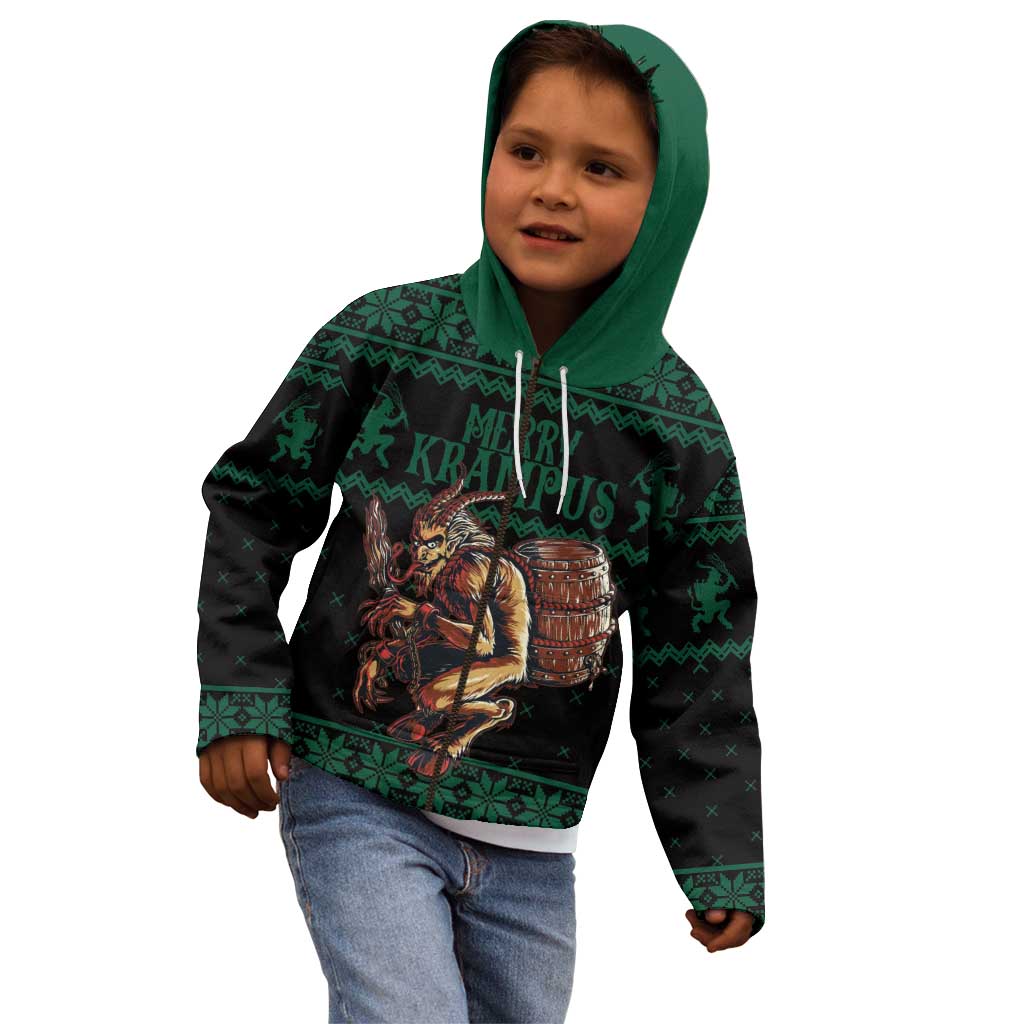 Merry Krampus Creepy Christmas Holiday Kid Hoodie Green Version - Wonder Print Shop
