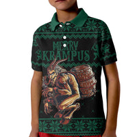 Merry Krampus Creepy Christmas Holiday Kid Polo Shirt Green Version - Wonder Print Shop