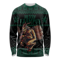 Merry Krampus Creepy Christmas Holiday Long Sleeve Shirt Green Version - Wonder Print Shop