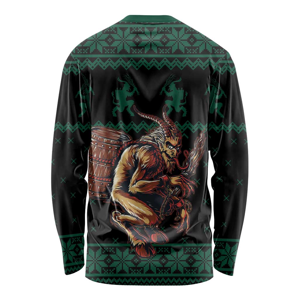 Merry Krampus Creepy Christmas Holiday Long Sleeve Shirt Green Version - Wonder Print Shop