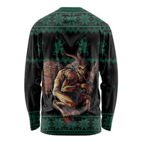 Merry Krampus Creepy Christmas Holiday Long Sleeve Shirt Green Version - Wonder Print Shop