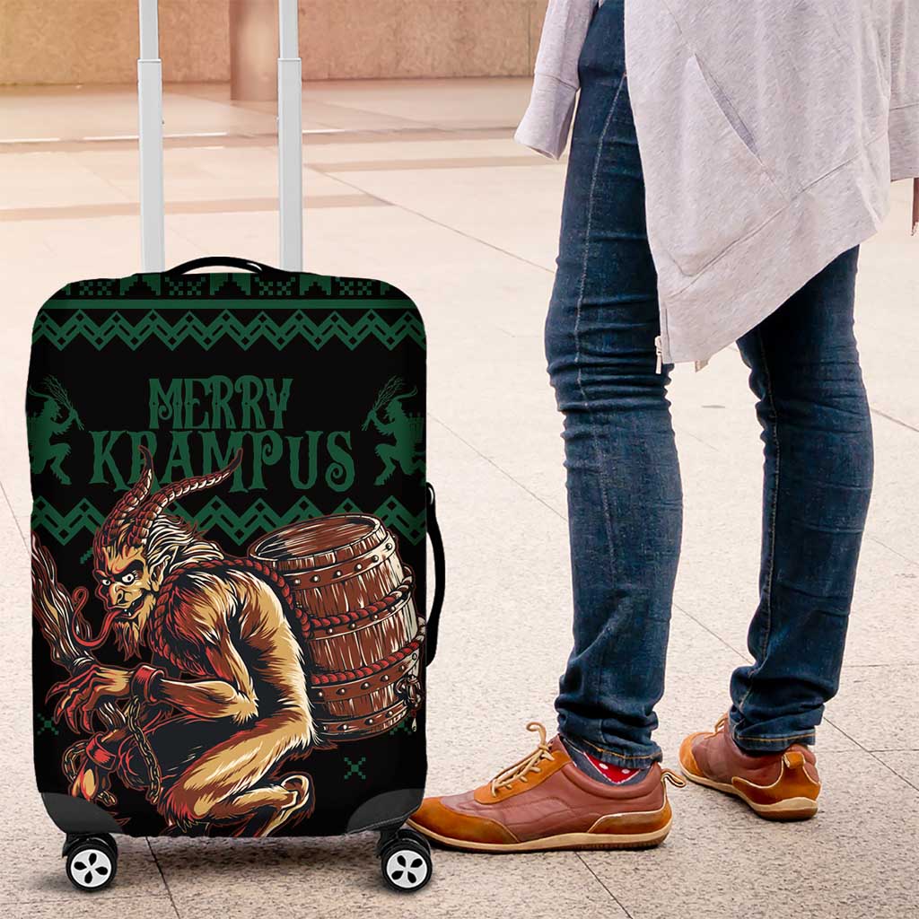 Merry Krampus Creepy Christmas Holiday Luggage Cover Green Version - Wonder Print Shop