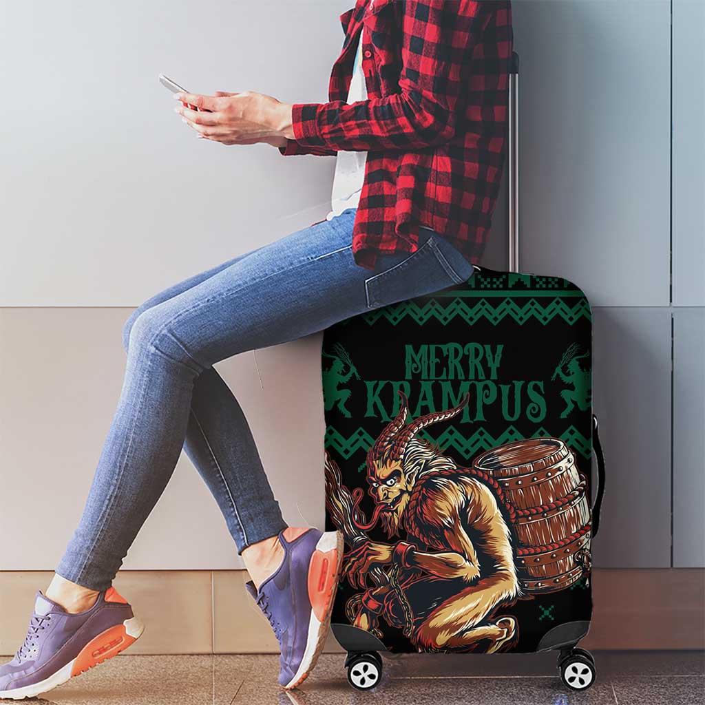 Merry Krampus Creepy Christmas Holiday Luggage Cover Green Version - Wonder Print Shop