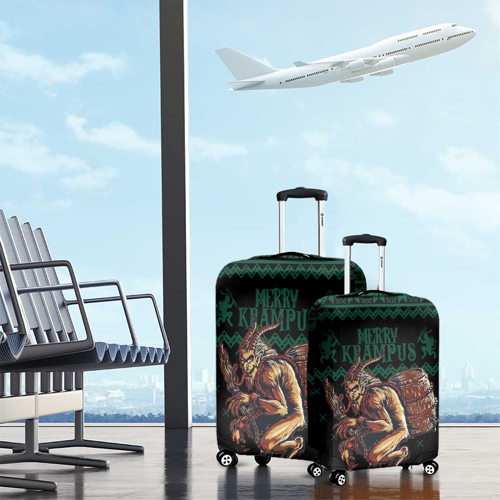 Merry Krampus Creepy Christmas Holiday Luggage Cover Green Version - Wonder Print Shop
