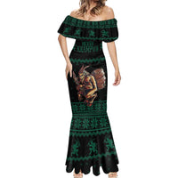 Merry Krampus Creepy Christmas Holiday Mermaid Dress Green Version - Wonder Print Shop