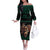 Merry Krampus Creepy Christmas Holiday Off The Shoulder Long Sleeve Dress Green Version - Wonder Print Shop