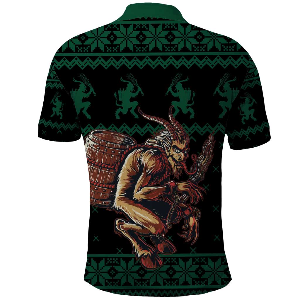 Merry Krampus Creepy Christmas Holiday Polo Shirt Green Version - Wonder Print Shop