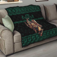 Merry Krampus Creepy Christmas Holiday Quilt Green Version - Wonder Print Shop