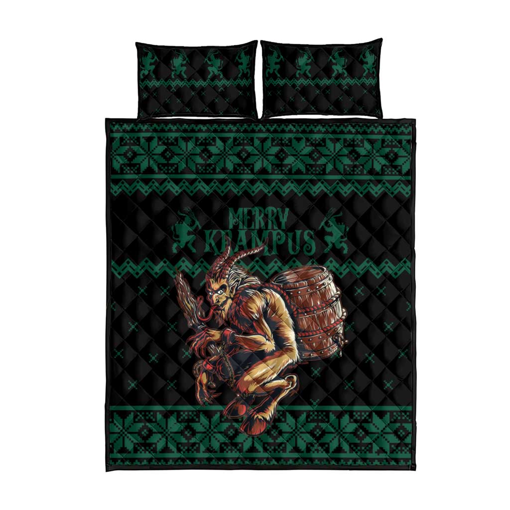 Merry Krampus Creepy Christmas Holiday Quilt Bed Set Green Version - Wonder Print Shop