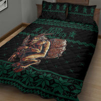 Merry Krampus Creepy Christmas Holiday Quilt Bed Set Green Version - Wonder Print Shop
