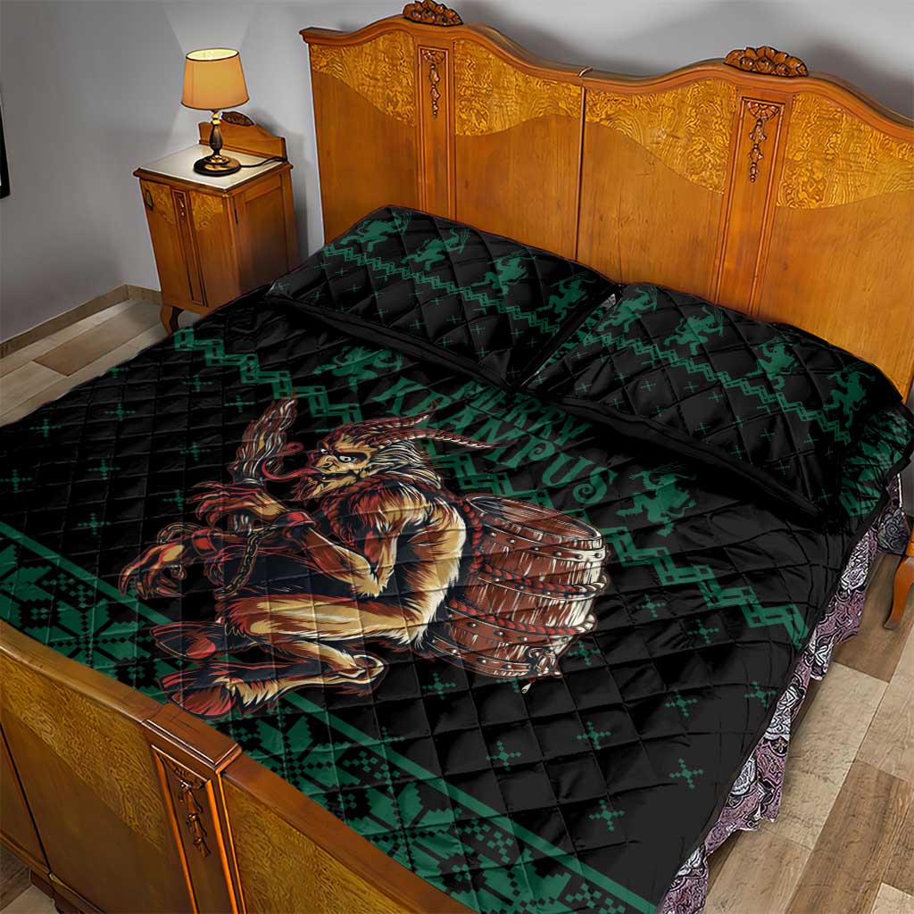 Merry Krampus Creepy Christmas Holiday Quilt Bed Set Green Version - Wonder Print Shop