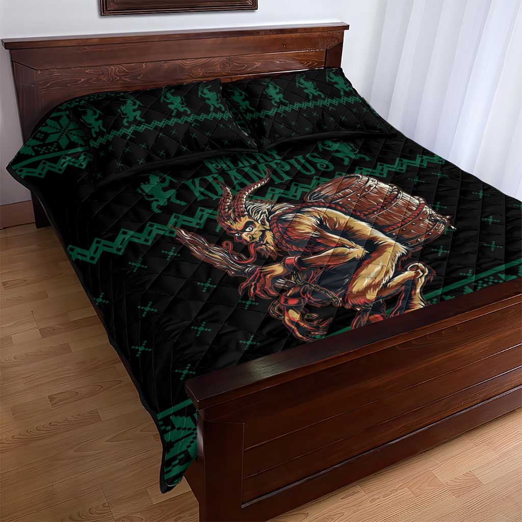 Merry Krampus Creepy Christmas Holiday Quilt Bed Set Green Version - Wonder Print Shop