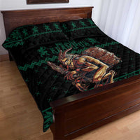 Merry Krampus Creepy Christmas Holiday Quilt Bed Set Green Version - Wonder Print Shop