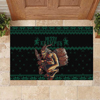 Merry Krampus Creepy Christmas Holiday Rubber Doormat Green Version - Wonder Print Shop