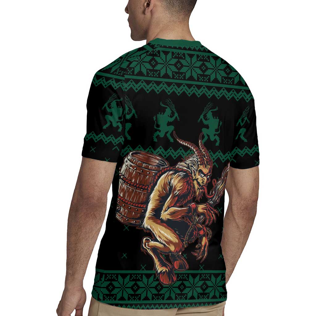 Merry Krampus Creepy Christmas Holiday Rugby Jersey Green Version - Wonder Print Shop