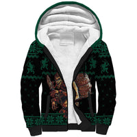 Merry Krampus Creepy Christmas Holiday Sherpa Hoodie Green Version - Wonder Print Shop