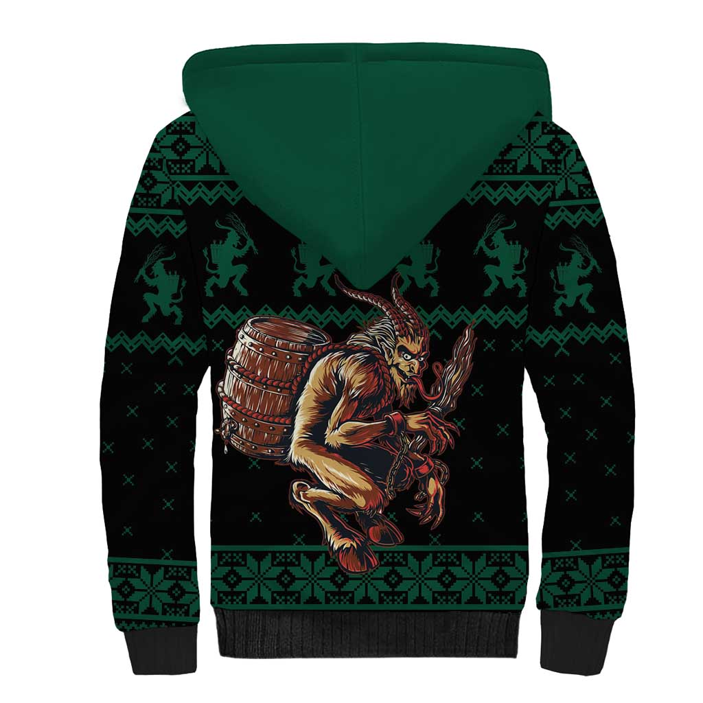 Merry Krampus Creepy Christmas Holiday Sherpa Hoodie Green Version - Wonder Print Shop