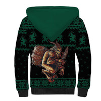 Merry Krampus Creepy Christmas Holiday Sherpa Hoodie Green Version - Wonder Print Shop