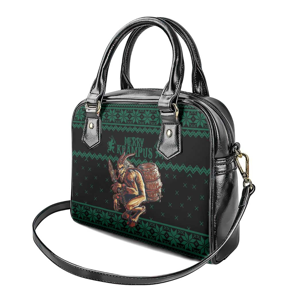 Merry Krampus Creepy Christmas Holiday Shoulder Handbag Green Version