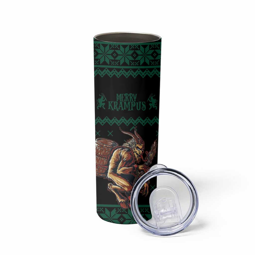 Merry Krampus Creepy Christmas Holiday Skinny Tumbler Green Version - Wonder Print Shop