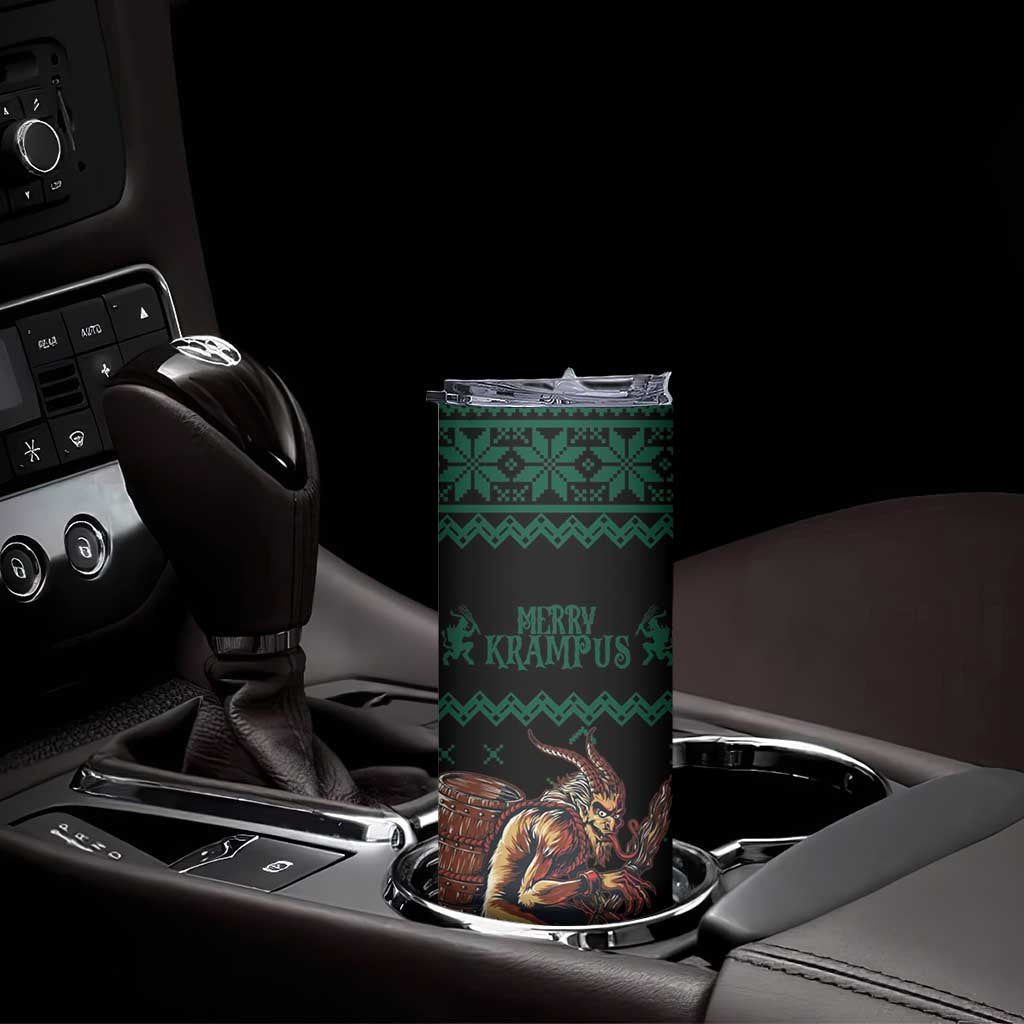 Merry Krampus Creepy Christmas Holiday Skinny Tumbler Green Version - Wonder Print Shop