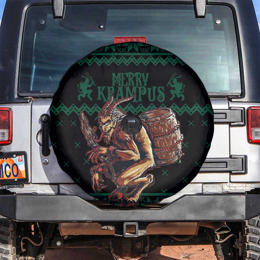 Merry Krampus Creepy Christmas Holiday Spare Tire Cover Green Version - Wonder Print Shop