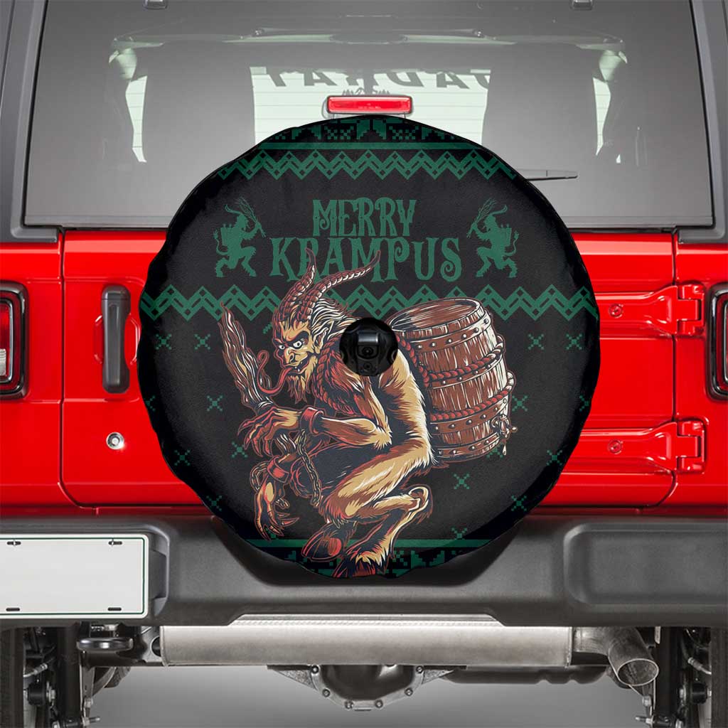 Merry Krampus Creepy Christmas Holiday Spare Tire Cover Green Version - Wonder Print Shop