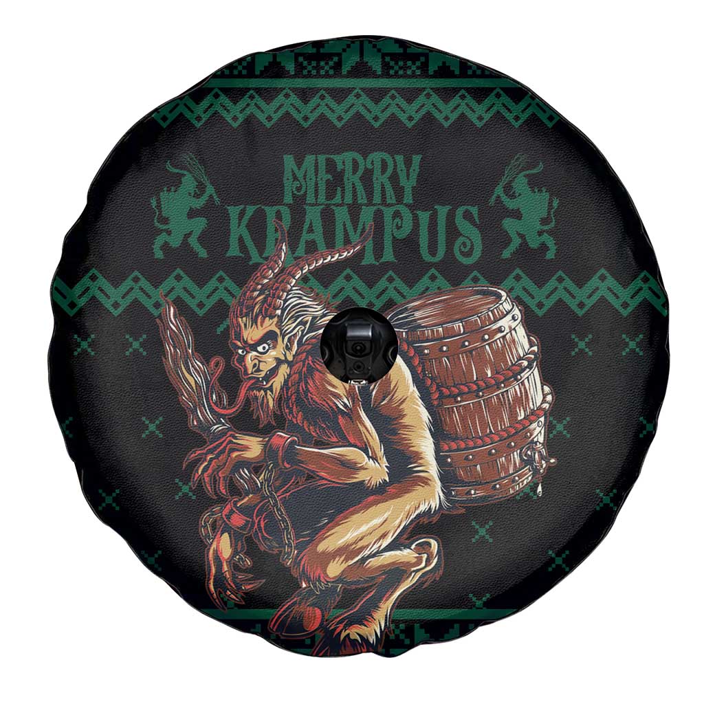 Merry Krampus Creepy Christmas Holiday Spare Tire Cover Green Version - Wonder Print Shop