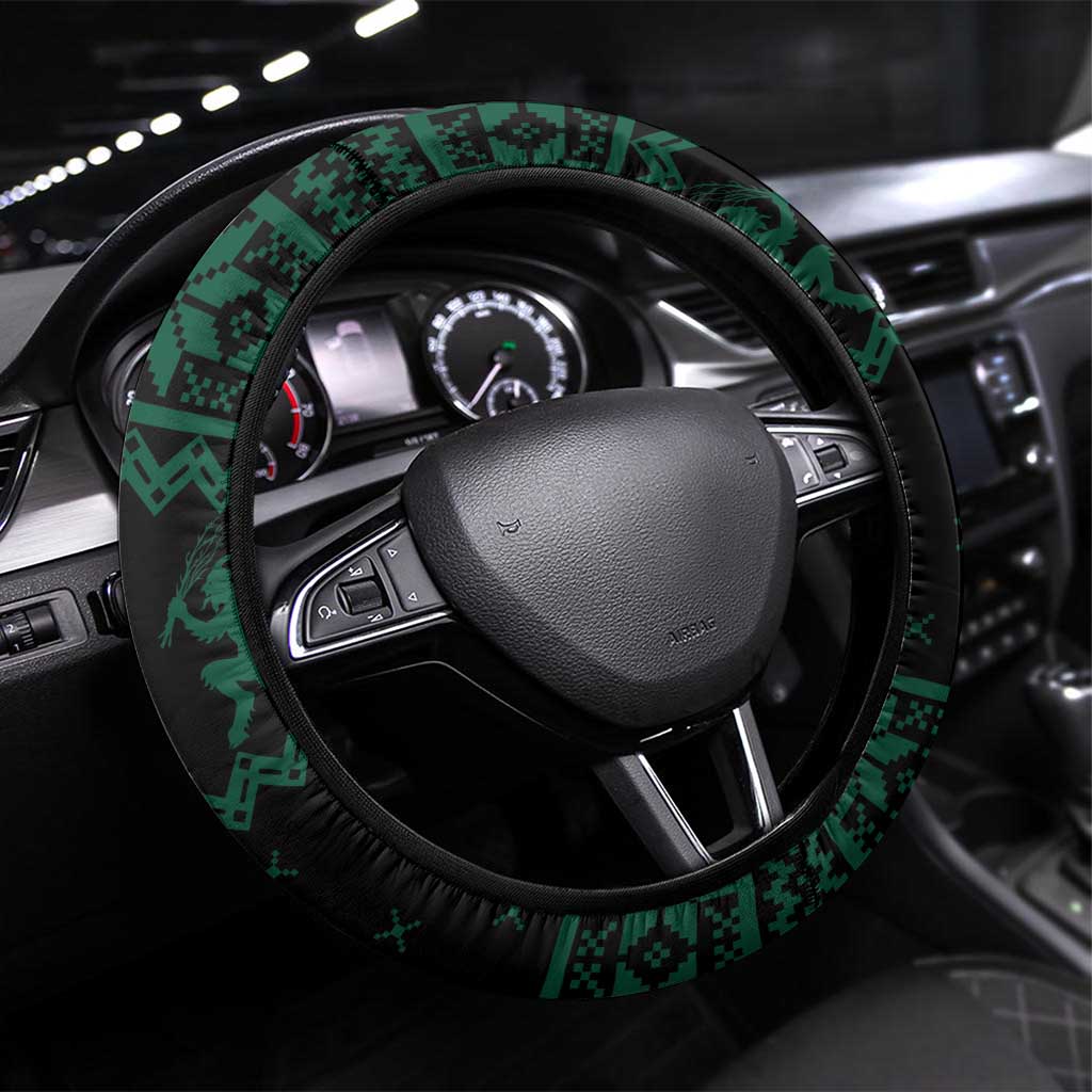 Merry Krampus Creepy Christmas Holiday Steering Wheel Cover Green Version - Wonder Print Shop