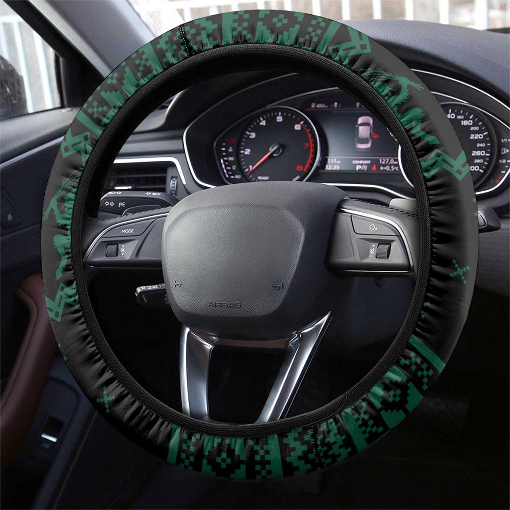 Merry Krampus Creepy Christmas Holiday Steering Wheel Cover Green Version - Wonder Print Shop