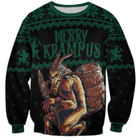 Merry Krampus Creepy Christmas Holiday Sweatshirt Green Version - Wonder Print Shop