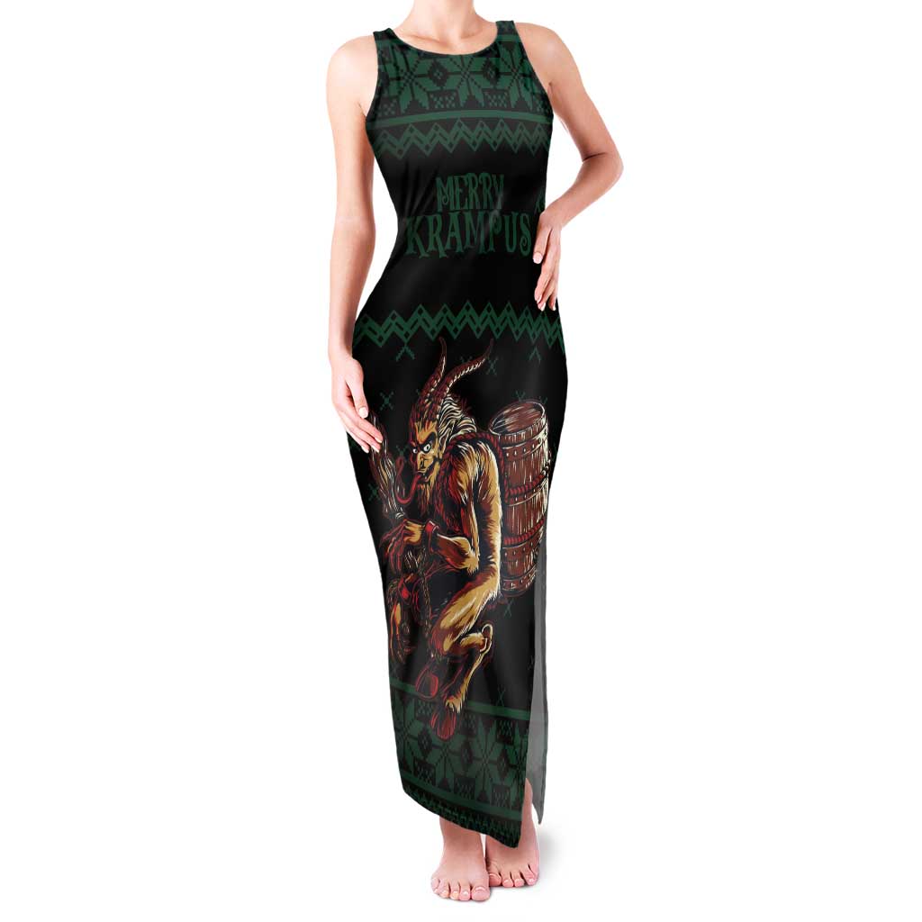Merry Krampus Creepy Christmas Holiday Tank Maxi Dress Green Version - Wonder Print Shop