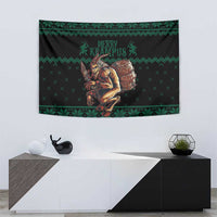 Merry Krampus Creepy Christmas Holiday Tapestry Green Version - Wonder Print Shop