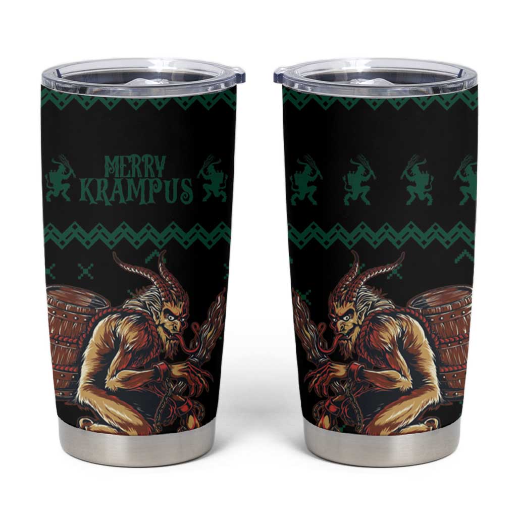 Merry Krampus Creepy Christmas Holiday Tumbler Cup Green Version - Wonder Print Shop