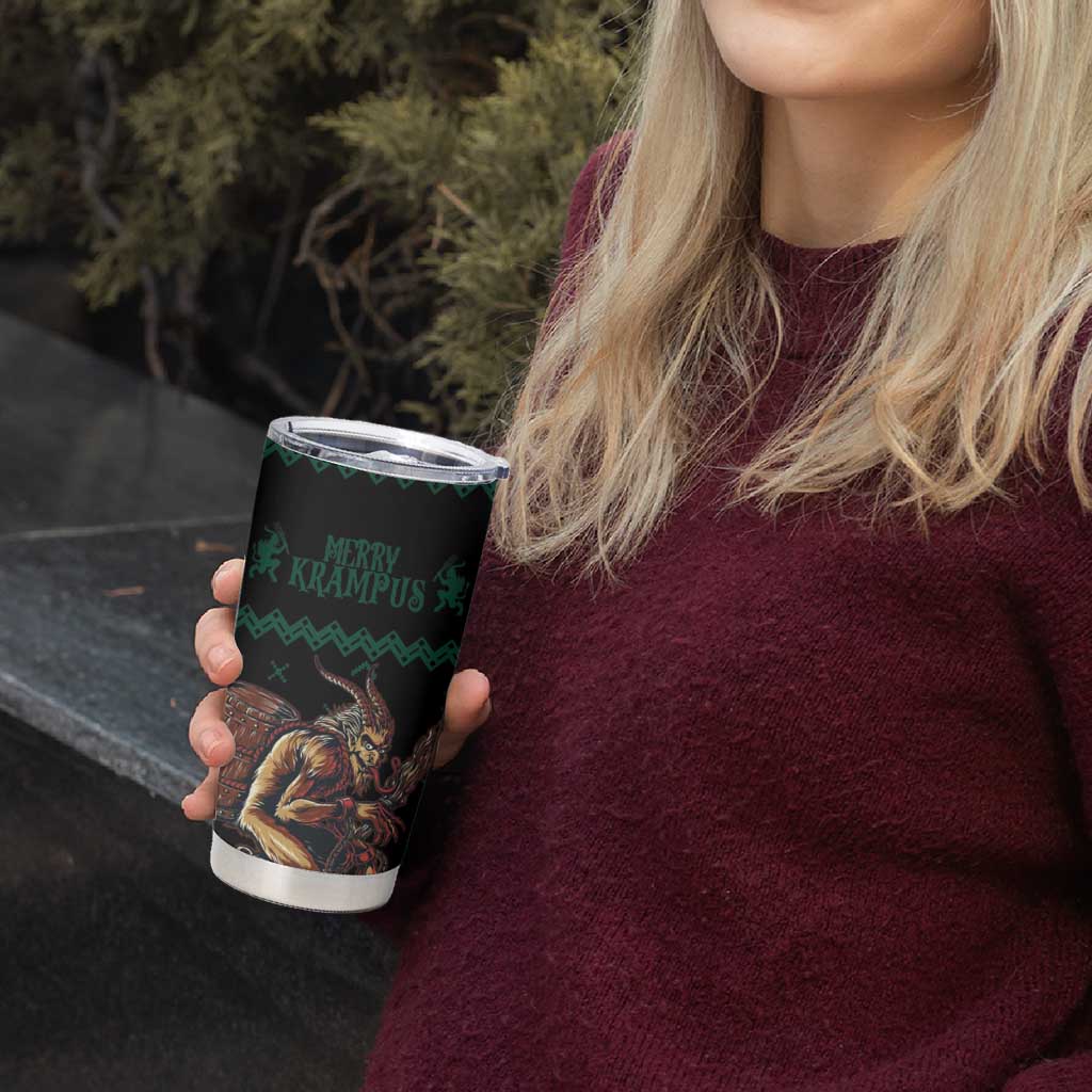 Merry Krampus Creepy Christmas Holiday Tumbler Cup Green Version - Wonder Print Shop