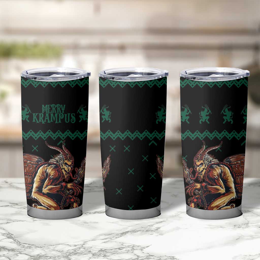 Merry Krampus Creepy Christmas Holiday Tumbler Cup Green Version - Wonder Print Shop