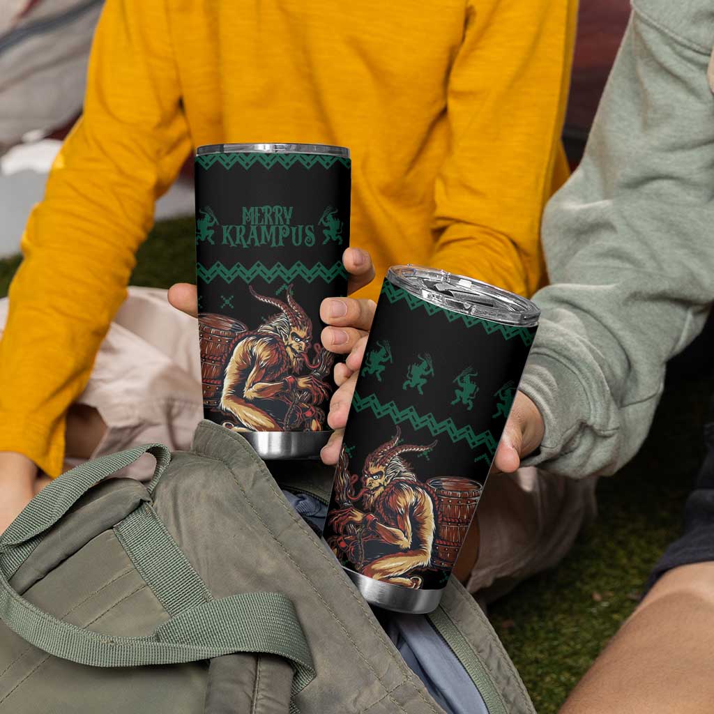 Merry Krampus Creepy Christmas Holiday Tumbler Cup Green Version - Wonder Print Shop