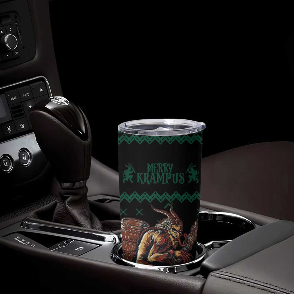Merry Krampus Creepy Christmas Holiday Tumbler Cup Green Version - Wonder Print Shop