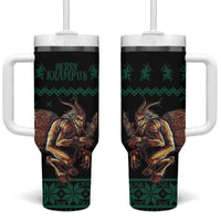 Merry Krampus Creepy Christmas Holiday Tumbler With Handle Green Version - Wonder Print Shop
