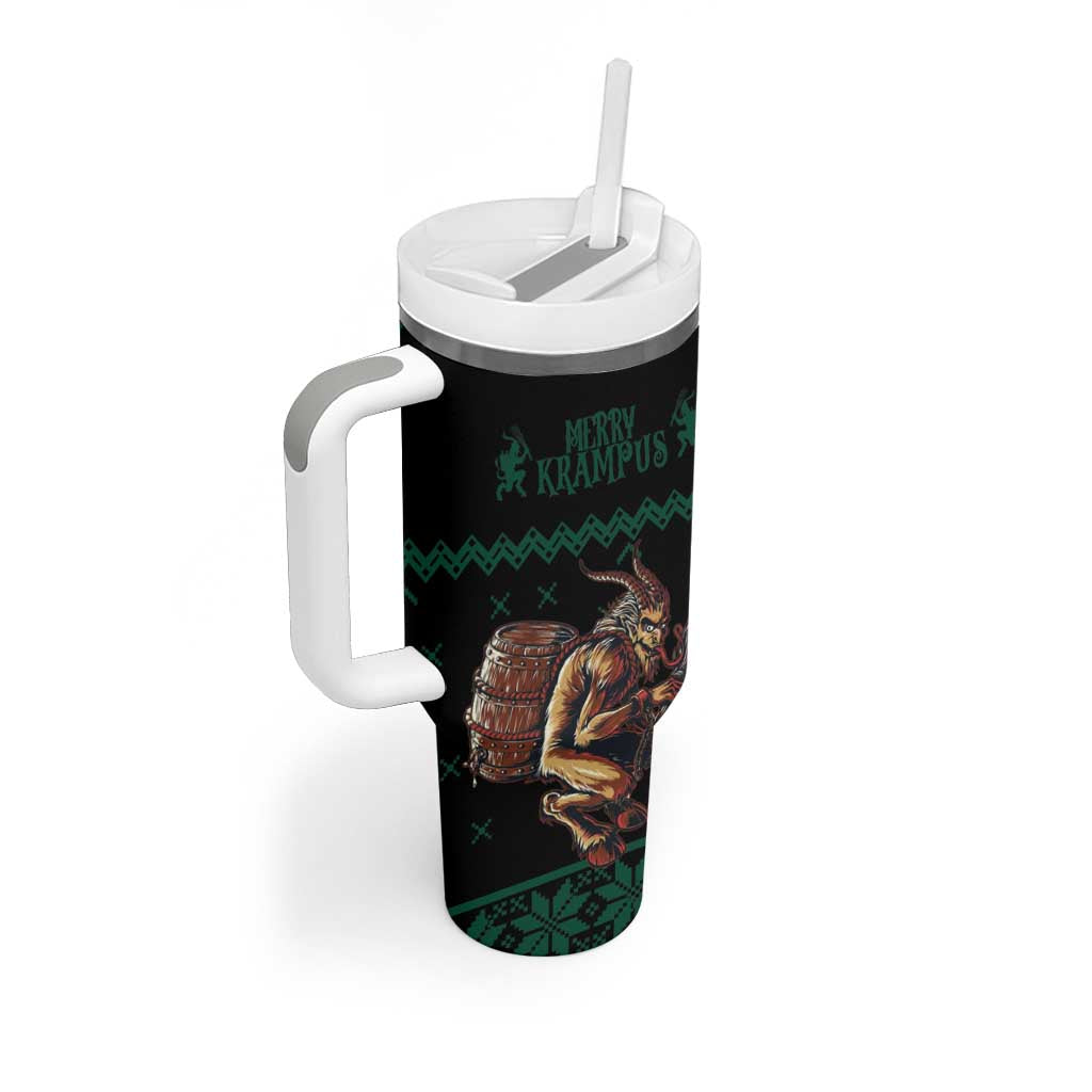 Merry Krampus Creepy Christmas Holiday Tumbler With Handle Green Version - Wonder Print Shop
